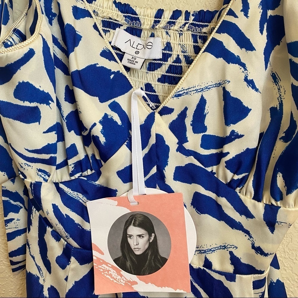 Alexis For Target Botanical Blue Asymmetric Dress XS - Picture 9 of 12